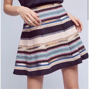 Chloe Oliver Anthropologie‎ Haley Striped Multi Color Skater Skirt 6